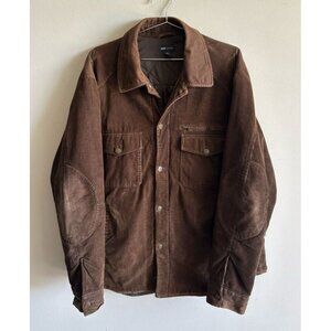 H&M L.O.G.G Mens Long Sleeve Button Down Corduroy Winter Shirt Brown Size XL